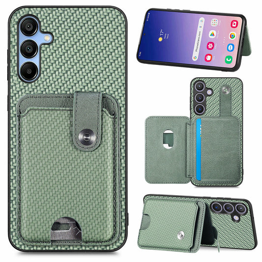 For Samsung Galaxy A16 4G / 5G Case Card Holder Leather+PC+TPU Phone Cover with Card Knife - Green
