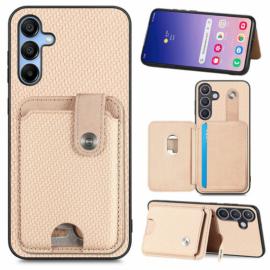 For Samsung Galaxy A16 4G / 5G Case Card Holder Leather+PC+TPU Phone Cover with Card Knife - Khaki