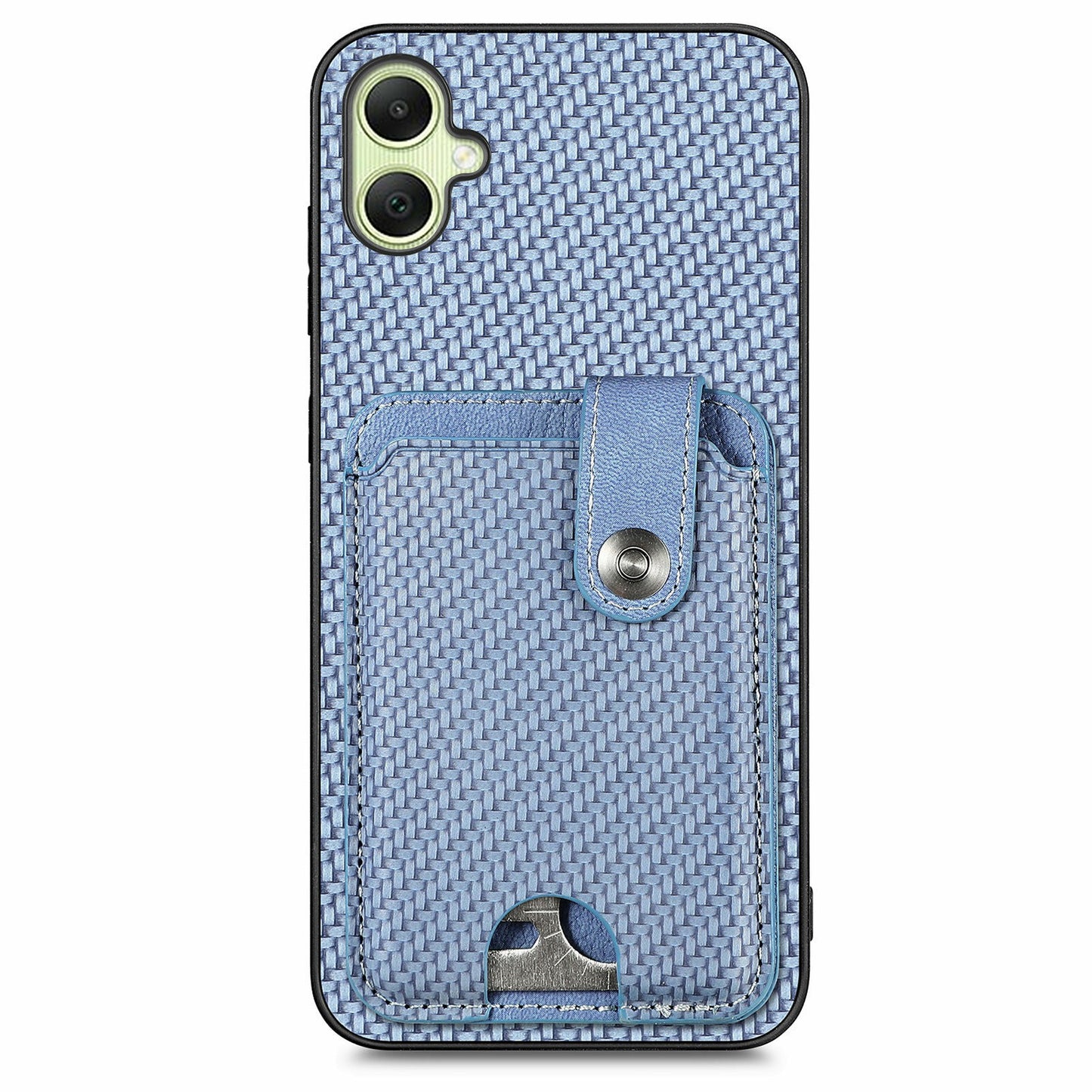 For Samsung Galaxy A06 Case Card Holder Leather+PC+TPU Phone Cover with Card Knife - Blue