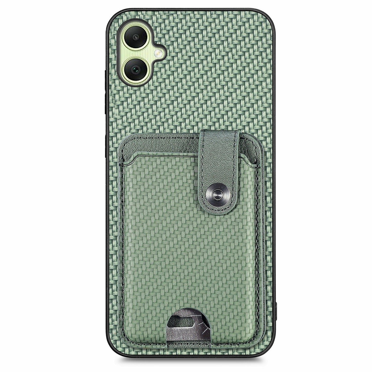 For Samsung Galaxy A06 Case Card Holder Leather+PC+TPU Phone Cover with Card Knife - Green