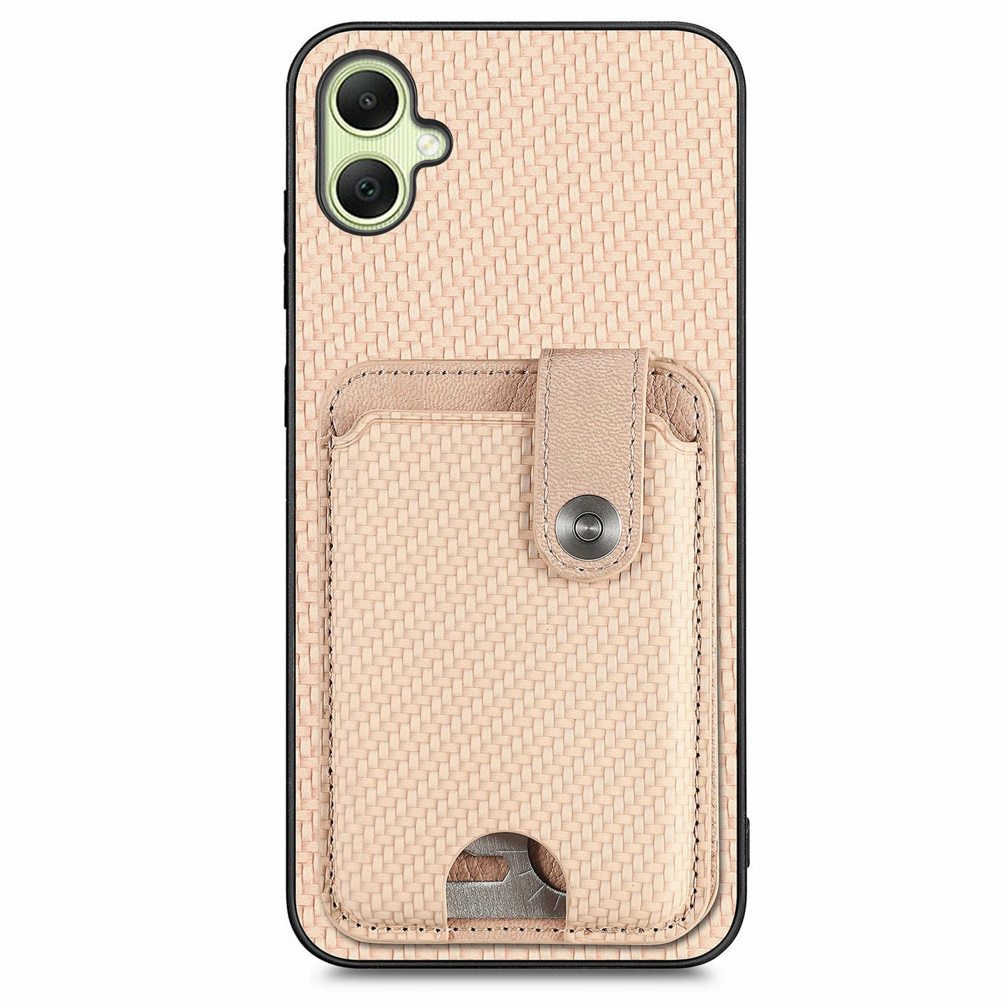 For Samsung Galaxy A06 Case Card Holder Leather+PC+TPU Phone Cover with Card Knife - Khaki