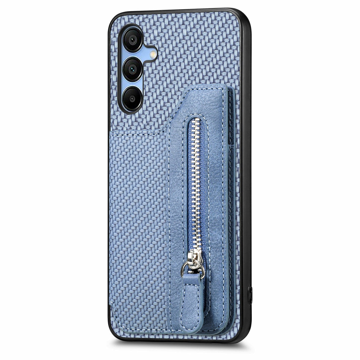 For Samsung Galaxy A16 4G / 5G Case Leather+PC+TPU Zipper Pocket Kickstand Phone Cover - Blue