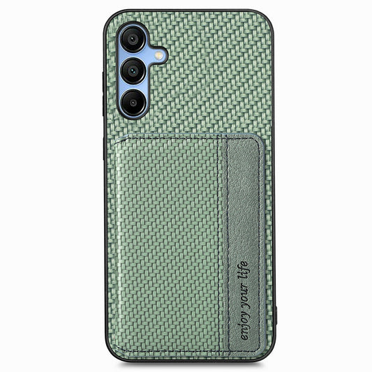 For Samsung Galaxy A16 4G / 5G Case RFID Blocking Card Holder Carbon Fiber Leather+PC+TPU Phone Cover - Green