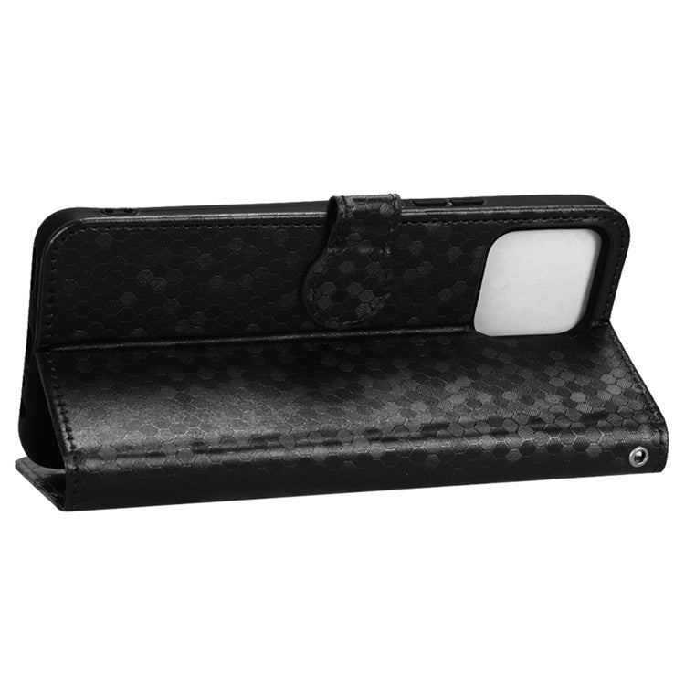 For Honor X8 4G 4G Full Coverage PU Leather Phone Cover Dot Pattern Imprinted Wallet Stand Magnetic Phone Case with Strap - Black