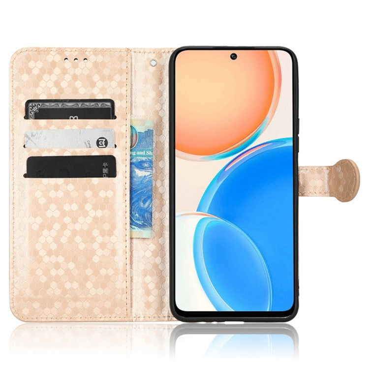 For Honor X8 4G 4G Full Coverage PU Leather Phone Cover Dot Pattern Imprinted Wallet Stand Magnetic Phone Case with Strap - Rose Gold