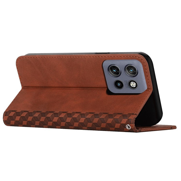 For Motorola Edge 50 Neo 5G / Moto S50 5G / Thinkphone 25 5G Phone Cover Imprinted PU Leather Wallet Stand Case - Brown