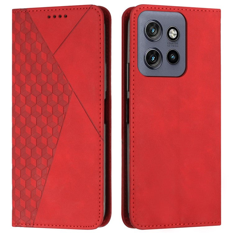 For Motorola Edge 50 Neo 5G / Moto S50 5G / Thinkphone 25 5G Phone Cover Imprinted PU Leather Wallet Stand Case - Red