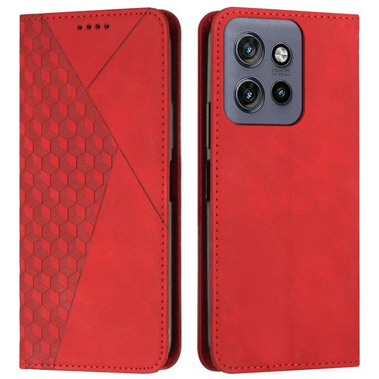 For Motorola Edge 50 Neo 5G / Moto S50 5G / Thinkphone 25 5G Phone Cover Imprinted PU Leather Wallet Stand Case - Red