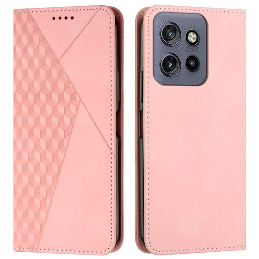 For Motorola Edge 50 Neo 5G / Moto S50 5G / Thinkphone 25 5G Phone Cover Imprinted PU Leather Wallet Stand Case - Rose Gold