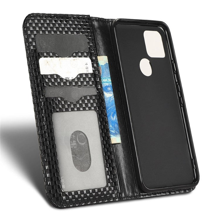 For Google Pixel 5 Grid Texture Shockproof Phone Cover PU Leather Magnetic Auto  Phone Closing Case with Wallet Stand - Black