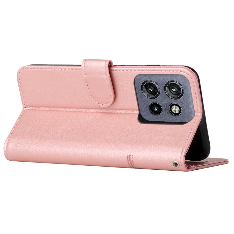 For Motorola Edge 50 Neo 5G / Moto S50 5G / Thinkphone 25 5G Case Stand Flip Protective Leather Phone Cover - Rose Gold