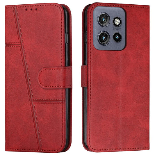 For Motorola Edge 50 Neo 5G / Moto S50 5G / Thinkphone 25 5G Case Stand Flip Protective Leather Phone Cover - Red
