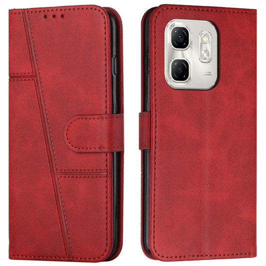 For Infinix Hot 50i 4G / Smart 9 4G Case Stand Flip Protective Leather Phone Cover - Red
