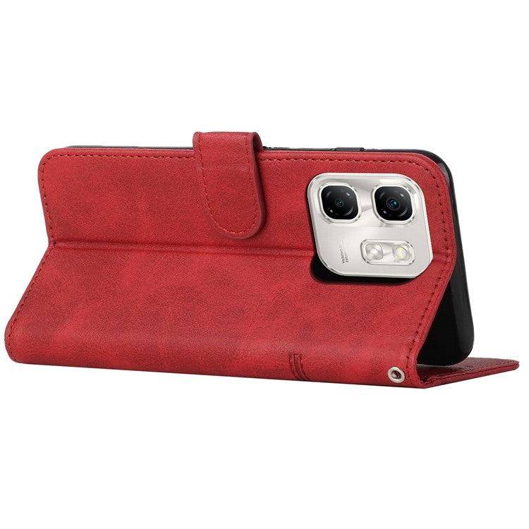 For Infinix Hot 50i 4G / Smart 9 4G Case Stand Flip Protective Leather Phone Cover - Red