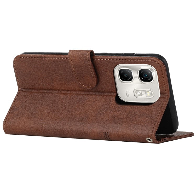 For Infinix Hot 50i 4G / Smart 9 4G Case Stand Flip Protective Leather Phone Cover - Brown