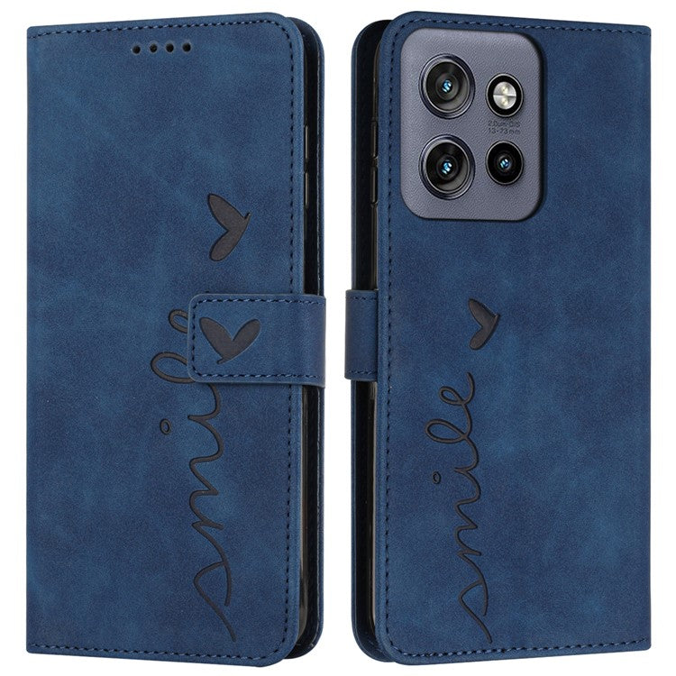 For Motorola Edge 50 Neo 5G / Moto S50 5G / Thinkphone 25 5G Case Viewing Stand PU Leather Phone Cover Imprinted Pattern - Sapphire