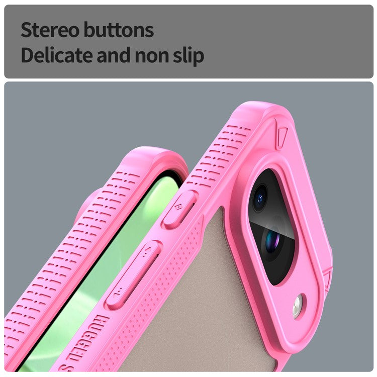 Armor Series For Google Pixel 9 Case PC+TPU Semi-Transparent Frosted Finish Protective Phone Cover - Pink