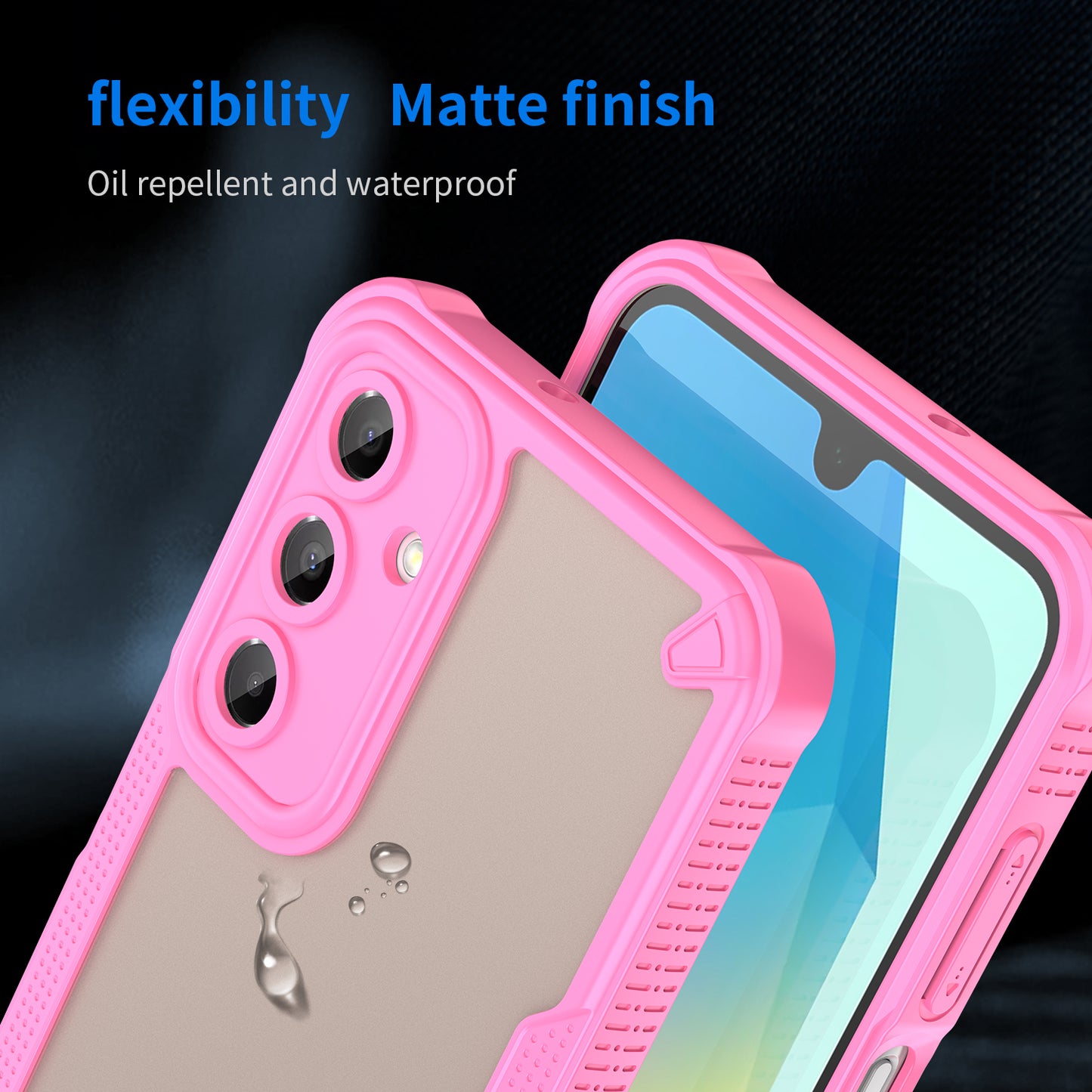 Armor Series For Samsung Galaxy A16 5G / 4G Case PC+TPU Semi-Transparent Frosted Finish Protective Phone Cover - Pink