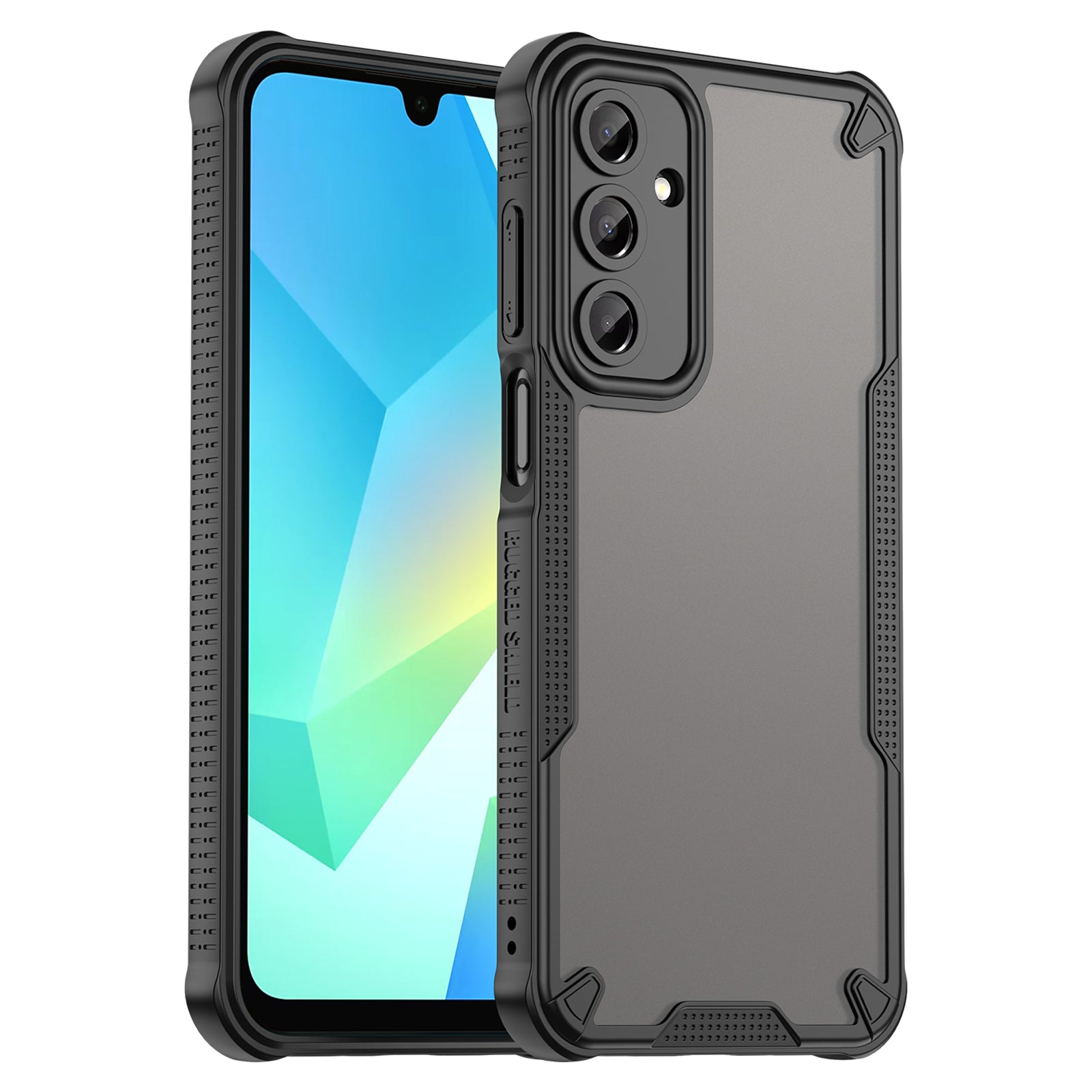 Armor Series For Samsung Galaxy A16 5G / 4G Case PC+TPU Semi-Transparent Frosted Finish Protective Phone Cover - Black