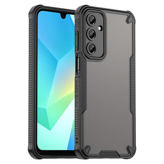 Armor Series For Samsung Galaxy A16 5G / 4G Case PC+TPU Semi-Transparent Frosted Finish Protective Phone Cover - Black