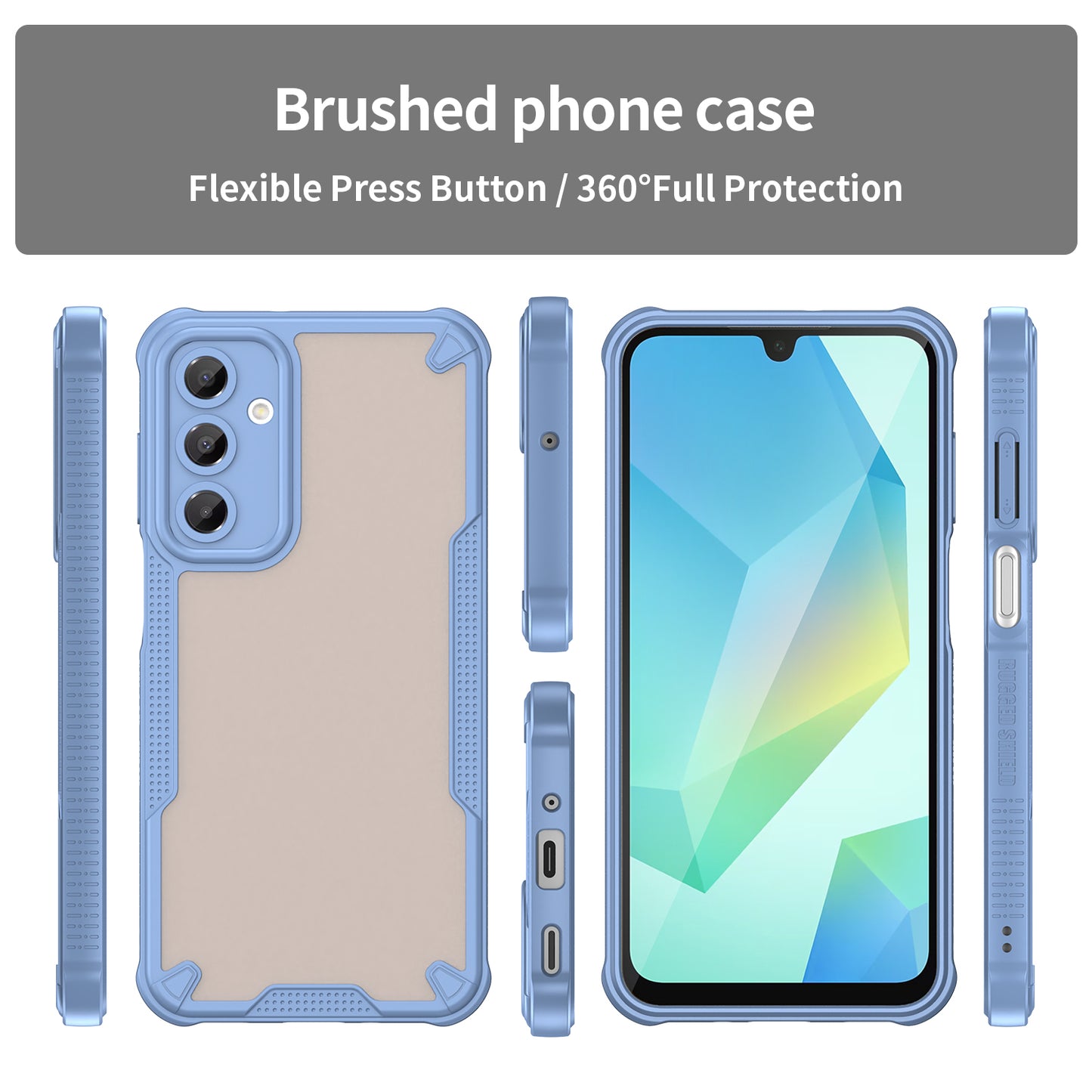 Armor Series For Samsung Galaxy A16 5G / 4G Case PC+TPU Semi-Transparent Frosted Finish Protective Phone Cover - Blue