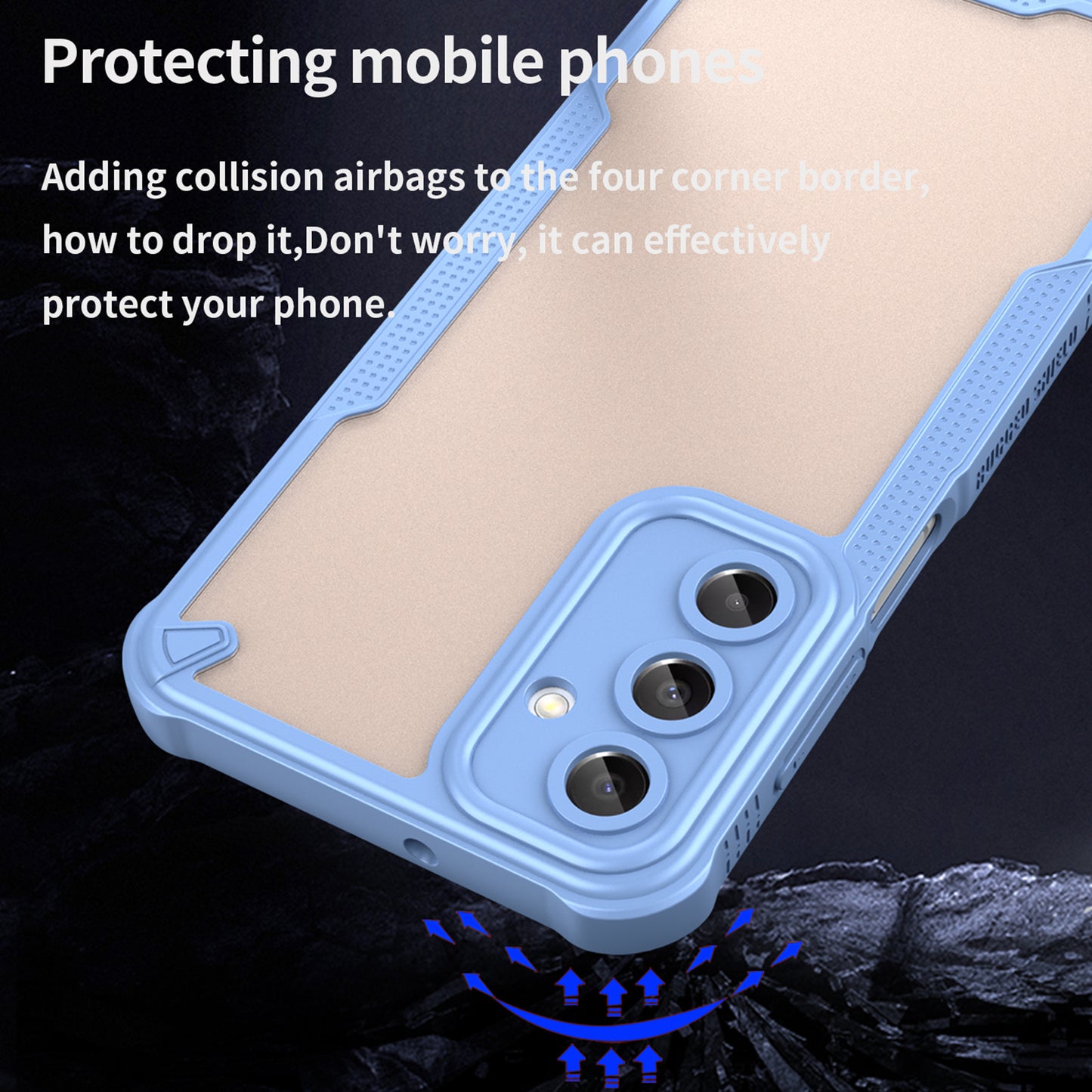 Armor Series For Samsung Galaxy A16 5G / 4G Case PC+TPU Semi-Transparent Frosted Finish Protective Phone Cover - Blue