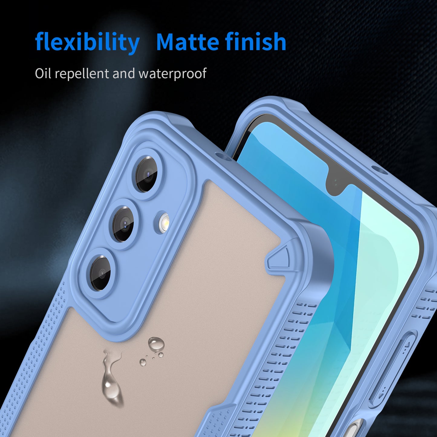 Armor Series For Samsung Galaxy A16 5G / 4G Case PC+TPU Semi-Transparent Frosted Finish Protective Phone Cover - Blue