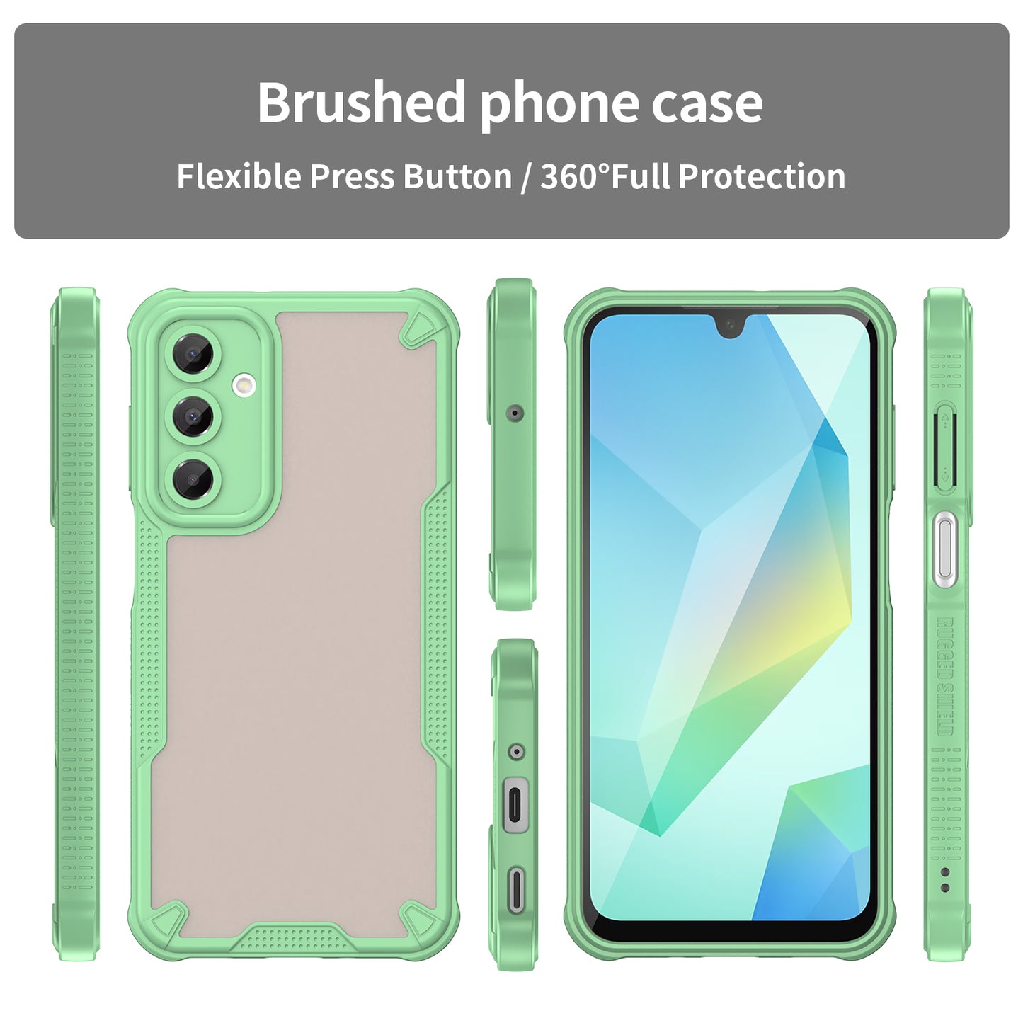 Armor Series For Samsung Galaxy A16 5G / 4G Case PC+TPU Semi-Transparent Frosted Finish Protective Phone Cover - Green
