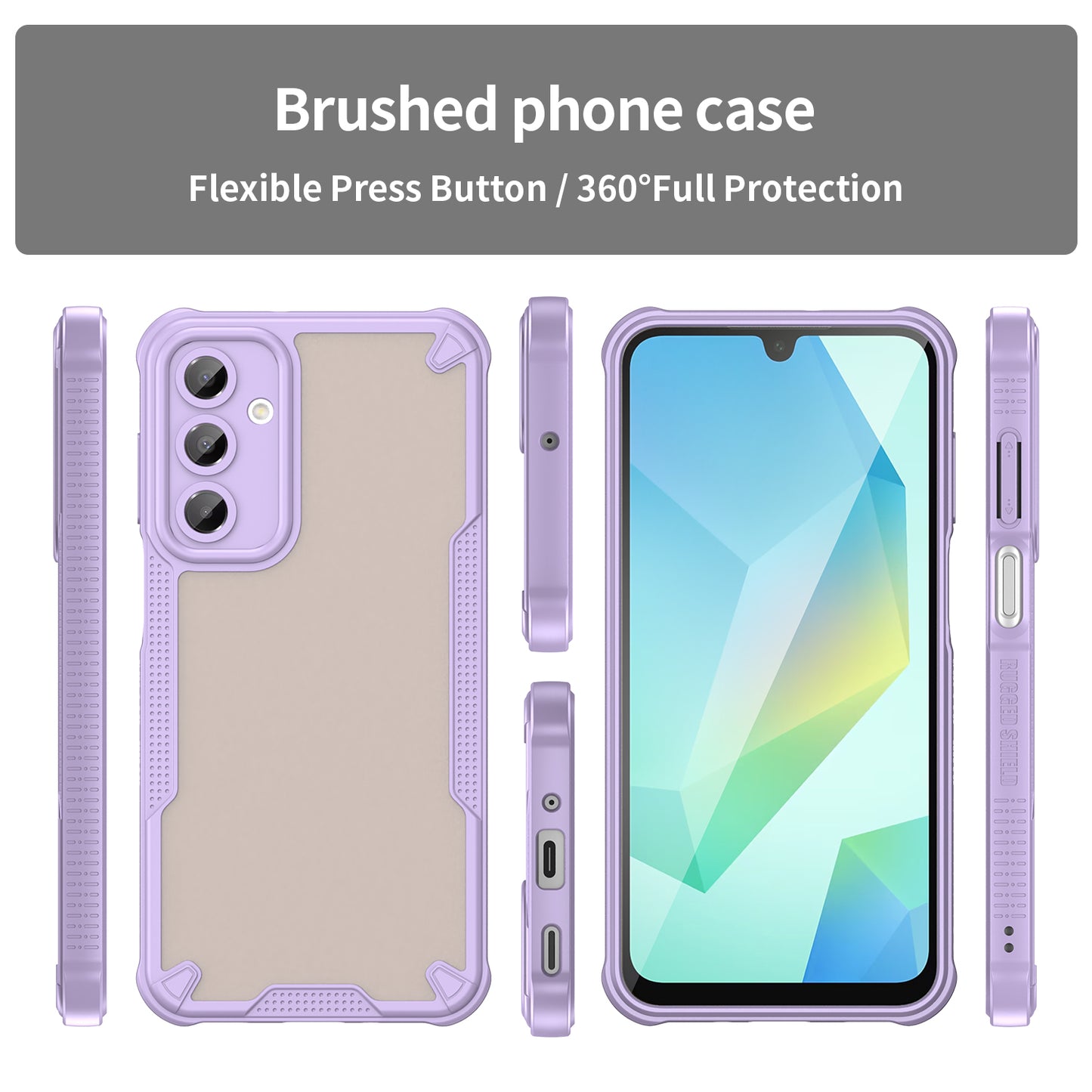 Armor Series For Samsung Galaxy A16 5G / 4G Case PC+TPU Semi-Transparent Frosted Finish Protective Phone Cover - Purple