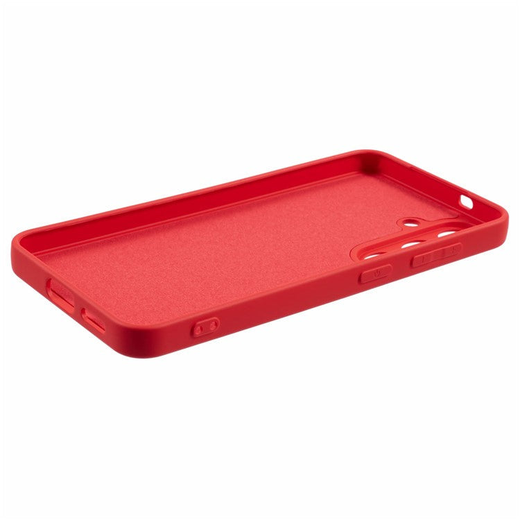 For Samsung Galaxy S25+ Case TPU Back Soft Anti-Scratch Fiber Lining Phone Cover - Red