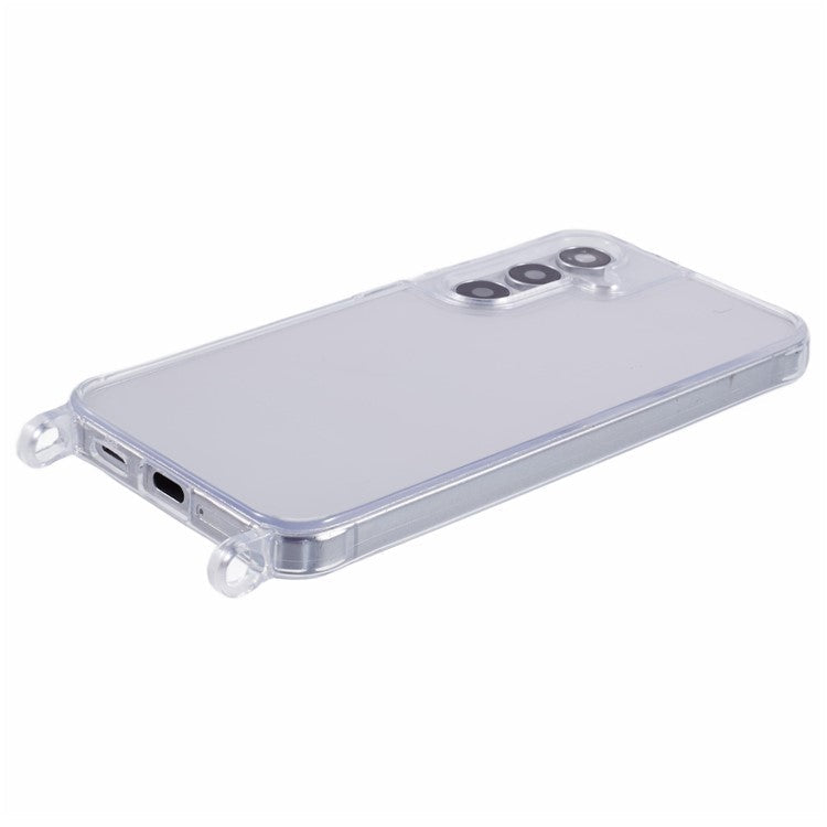 For Samsung Galaxy S24+ Case PC+TPU 1.5mm Clear Phone Cover with Lanyard Holes