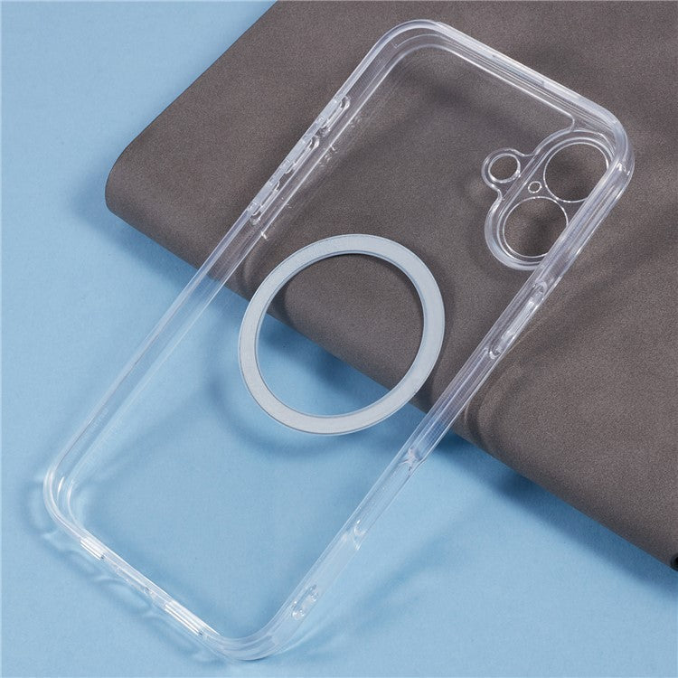 For iPhone 16 Plus Case Compatible with MagSafe CD Vein TPU+Acrylic Phone Cover - Blue
