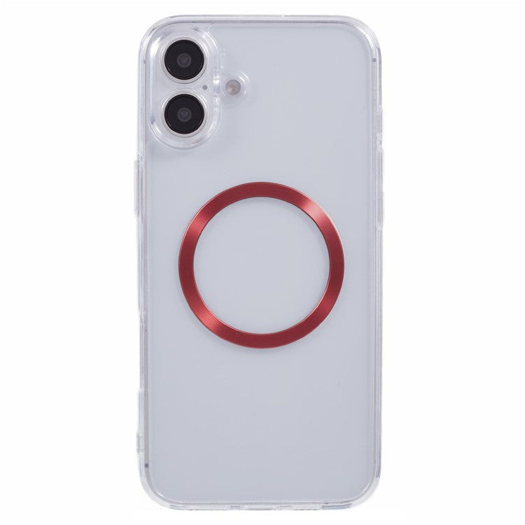 For iPhone 16 Plus Case Compatible with MagSafe CD Vein TPU+Acrylic Phone Cover - Red