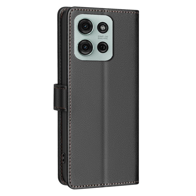 BINFEN COLOR BF32 For Motorola Moto G75 5G Leather Case Wallet RFID Blocking Phone Cover - Black