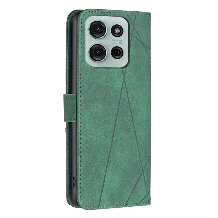 BINFEN COLOR BF05 For Motorola Moto G75 5G Case Leather Phone Cover Wallet Stand - Green