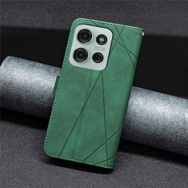 BINFEN COLOR BF05 For Motorola Moto G75 5G Case Leather Phone Cover Wallet Stand - Green