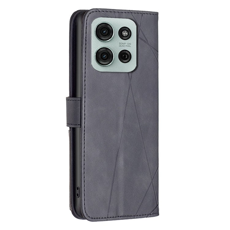 BINFEN COLOR BF05 For Motorola Moto G75 5G Case Leather Phone Cover Wallet Stand - Black