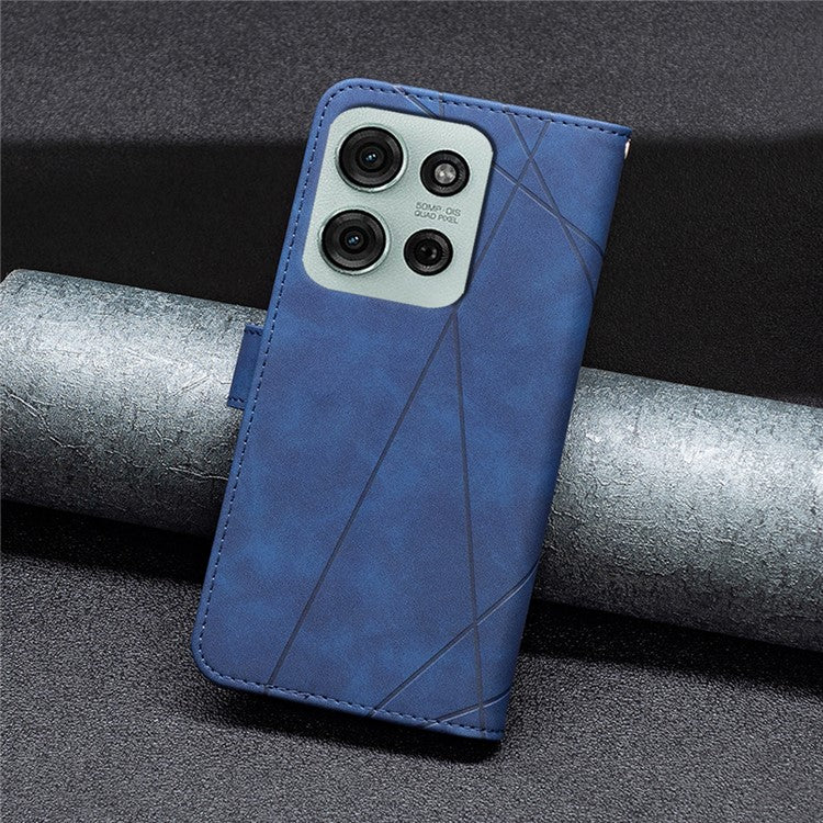 BINFEN COLOR BF05 For Motorola Moto G75 5G Case Leather Phone Cover Wallet Stand - Blue