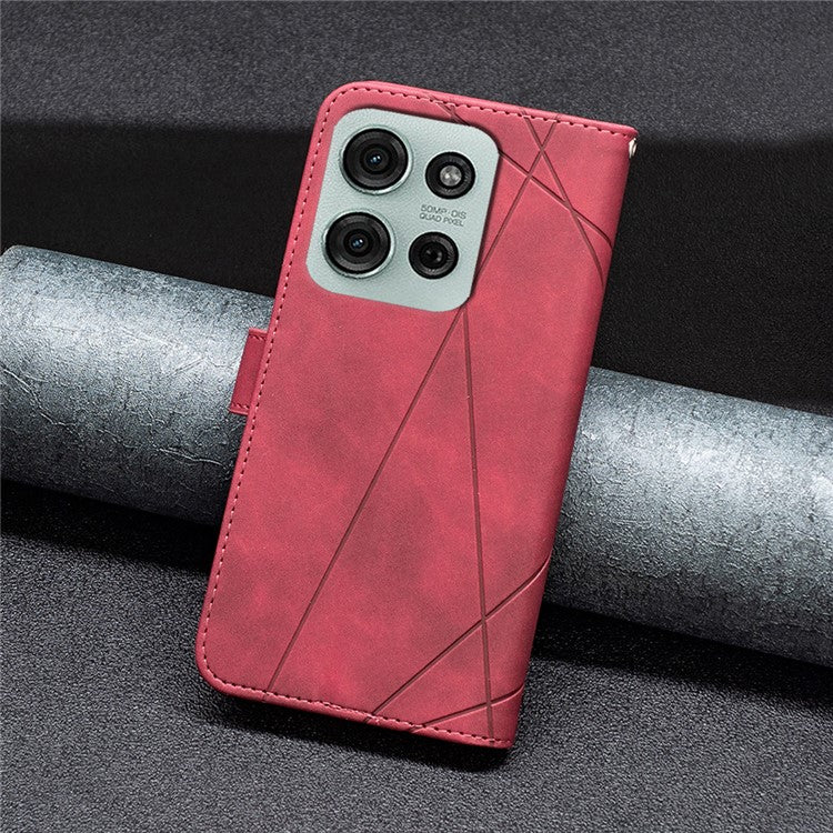 BINFEN COLOR BF05 For Motorola Moto G75 5G Case Leather Phone Cover Wallet Stand - Red