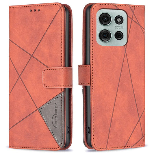 BINFEN COLOR BF05 For Motorola Moto G75 5G Case Leather Phone Cover Wallet Stand - Brown