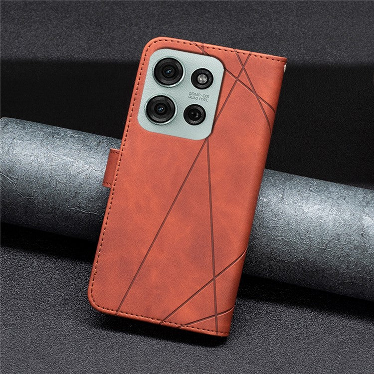 BINFEN COLOR BF05 For Motorola Moto G75 5G Case Leather Phone Cover Wallet Stand - Brown