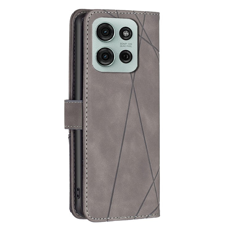 BINFEN COLOR BF05 For Motorola Moto G75 5G Case Leather Phone Cover Wallet Stand - Grey
