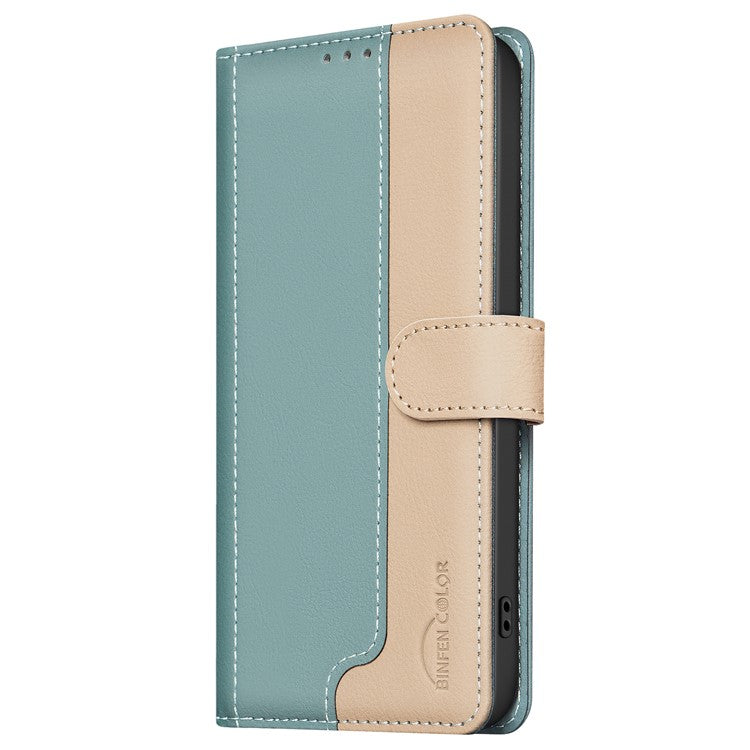BINFEN COLOR BF33 for Motorola Moto G75 5G Leather Case Splicing Color RFID Blocking - Green