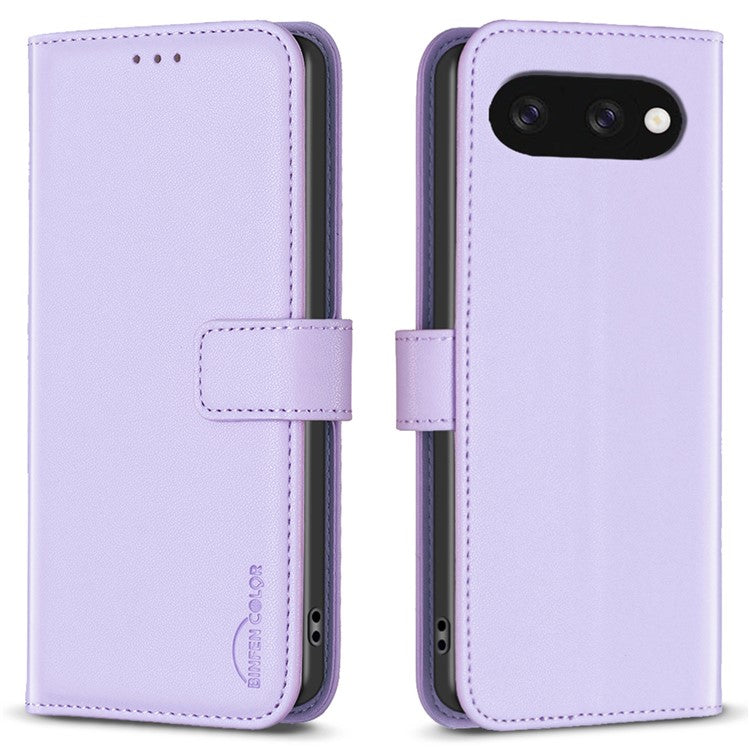 BINFEN COLOR BF17 For Google Pixel 9a Case Wallet Folio Flip Leather Cover - Purple