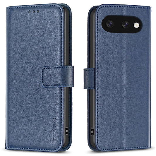 BINFEN COLOR BF17 For Google Pixel 9a Case Wallet Folio Flip Leather Cover - Blue
