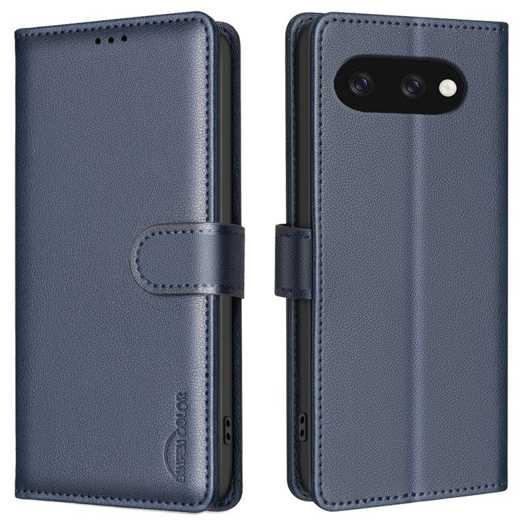 BINFEN COLOR BF32 For Google Pixel 9a Leather Case Wallet RFID Blocking Phone Cover - Blue