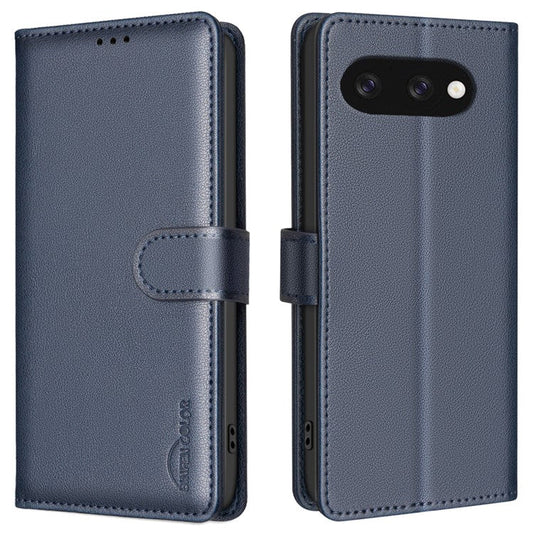 BINFEN COLOR BF32 For Google Pixel 9a Leather Case Wallet RFID Blocking Phone Cover - Blue