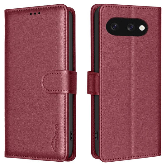 BINFEN COLOR BF32 For Google Pixel 9a Leather Case Wallet RFID Blocking Phone Cover - Red