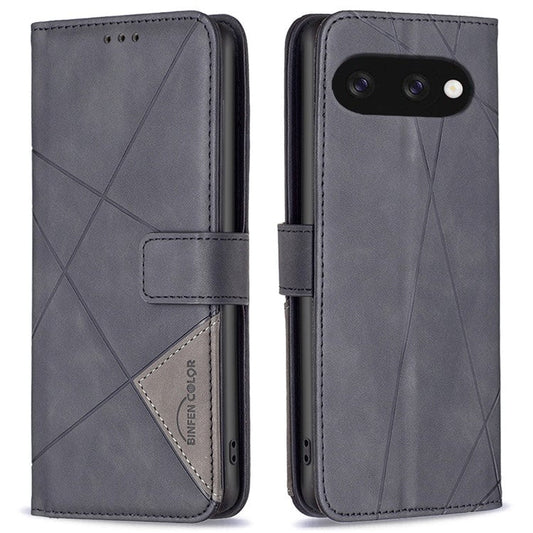 BINFEN COLOR BF05 For Google Pixel 9a Case Leather Phone Cover Wallet Stand - Black