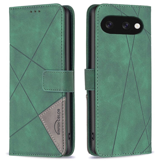 BINFEN COLOR BF05 For Google Pixel 9a Case Leather Phone Cover Wallet Stand - Green